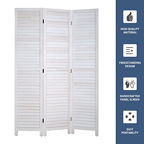 6 Panel Wood Room Divider Freestanding White 5.57 FT S6393
