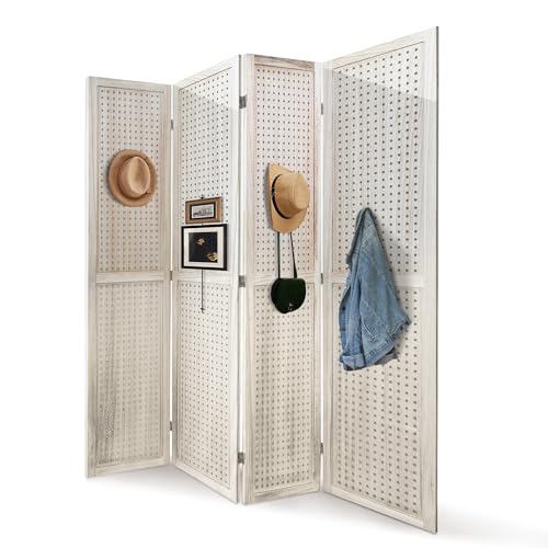 6 Panel Wooden Room Divider with Shelves B102027