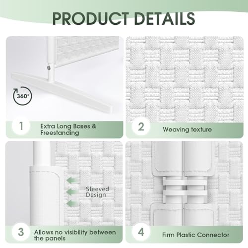 2 Panel Room Divider - White Folding Privacy Screen for Indoor Separation J851679
