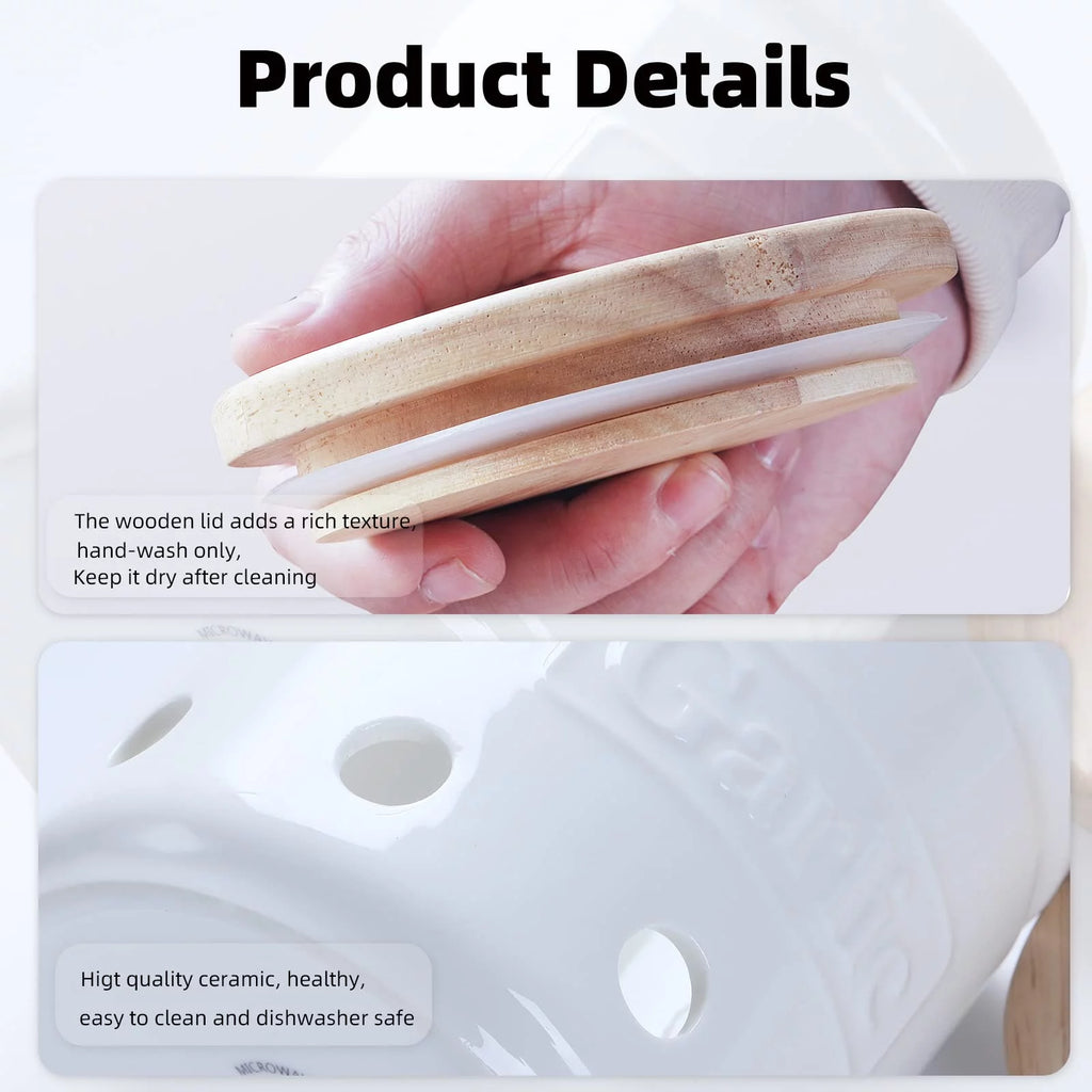 Garlic Keeper with Lid, Ceramic Garlic Saver V6431