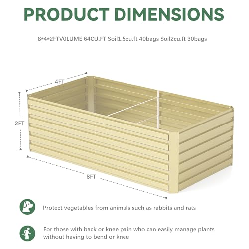 Galvanized Raised Garden Bed 8x4x2ft, Large Metal Planter Box for Vegetables, Flowers, Herbs J9369