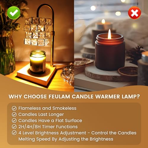 Candle Warmer Lamp with Timer, Adjustable Height, Dimmable, 2 Bulbs M490819