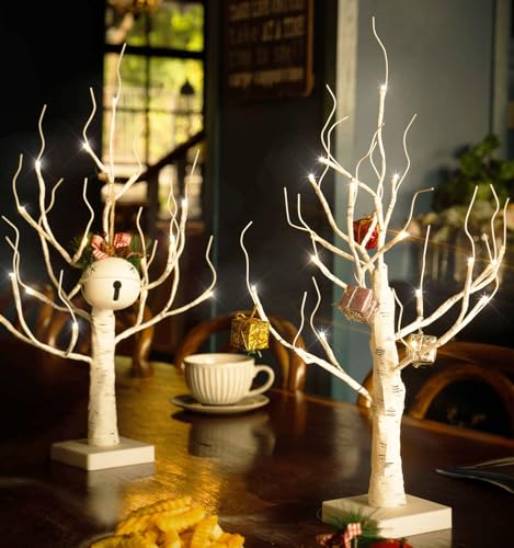 Lighted Birch Tree, 4ft 48LED Birch Tree Lights, Indoor Outdoor Artificial Twig Tree Light 9Modes Timer for Christmas Easter Home Party Wedding Decor,Warm & Cool White