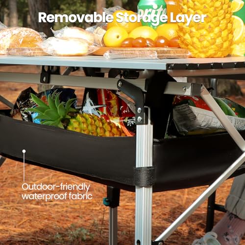 Portable Folding Camping Table with Adjustable Legs, Lightweight Aluminum K894