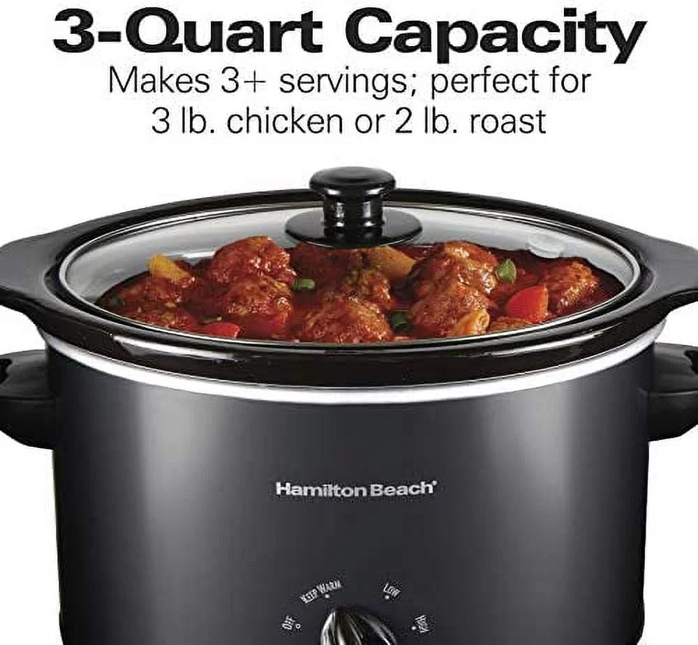 3-Quart Slow Cooker with Dishwasher-Safe Crock and Lid, Matte Black E9684