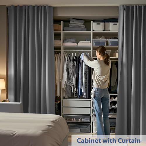 Ceiling Mounted Room Divider Curtain Track Set, Blackout Panel, White Rail, 8.3 x 7 ft K66131