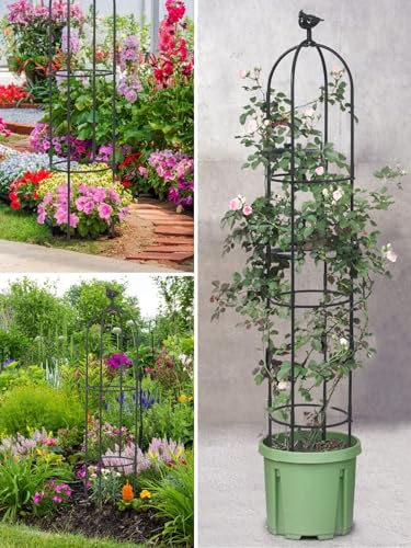 Garden Trellis for Climbing Plants, Rustproof Metal, 6 ft Tall, White E995