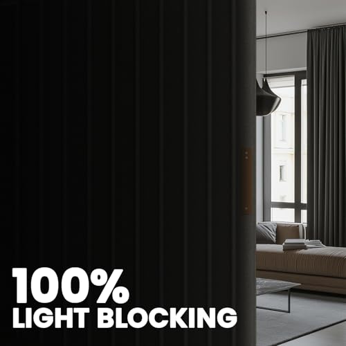 Accordion Room Divider Curtains with Ceiling Track, Grey, W100 x L84 J296