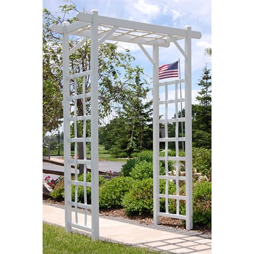 PVC Patio Garden Arch with Lattice Trellis for Climbing Plants N446568