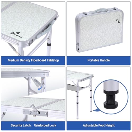 Adjustable Height Folding Camping Table with Mesh Layer Y4319