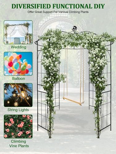 Garden Arch for Climbing Plants, Heavy Duty Metal Trellis R7821