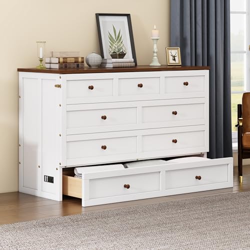 Modern Farmhouse Solid Wood Murphy Bed Queen T3808