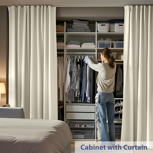 Ceiling Mounted Room Divider Curtain Track Set, Blackout Panel, White Rail, 8.3 x 7 ft K66131