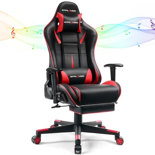 Gaming Chair with Speakers, Footrest, High Back Ergonomic Recliner H4666