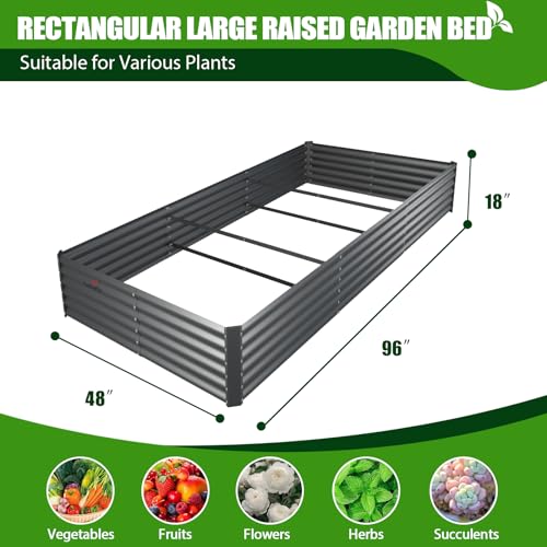 Galvanized Raised Garden Bed Oval Metal Planter Box for Vegetables Flowers A9593