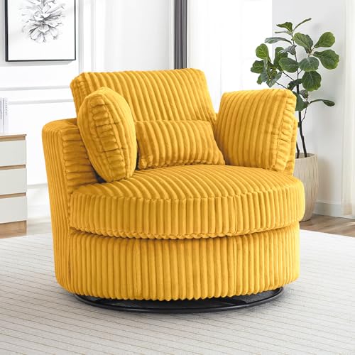 Swivel Barrel Chair with Ottoman for Living Room Bedroom, White W553228