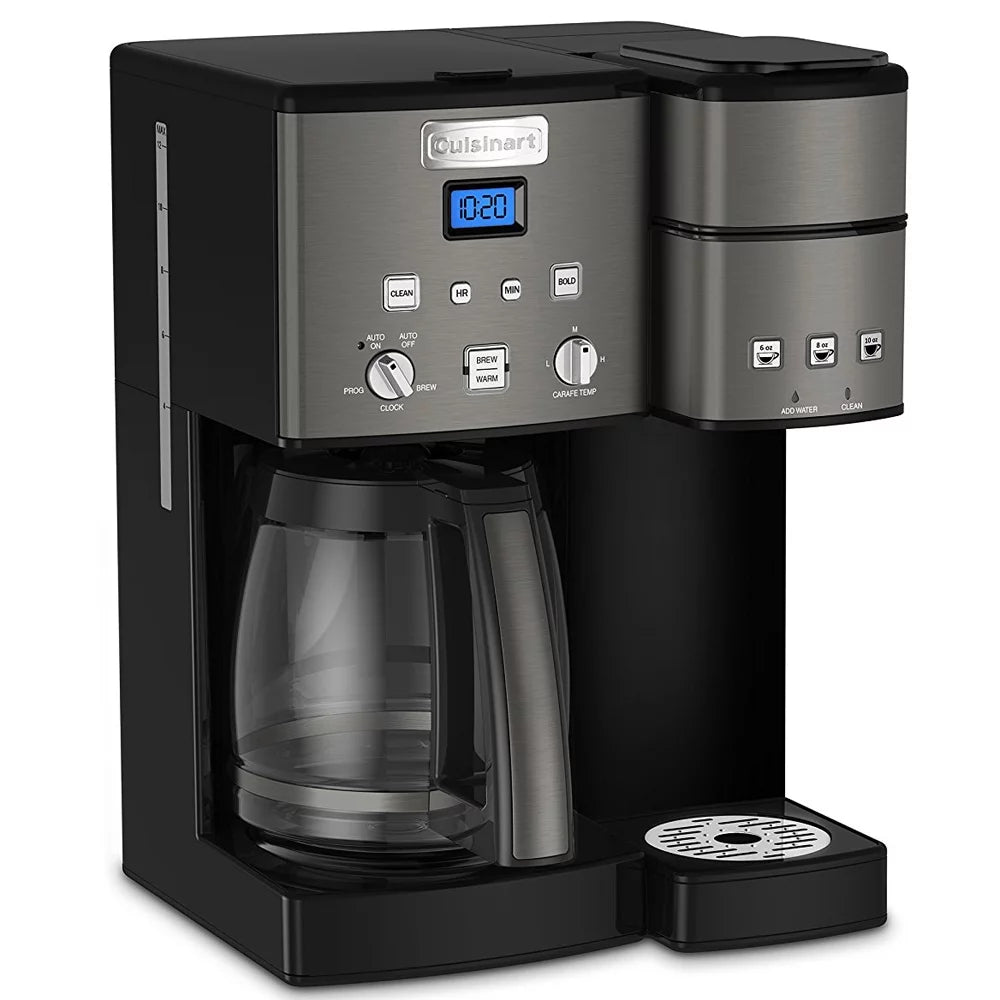 12-Cup Coffee Maker and Single-Serve Brewer, Black Stainless L428