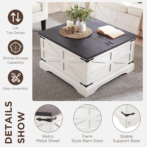 Farmhouse Lift Top Coffee Table with Storage, 36" Wood Square Center Table G51641