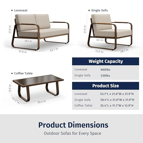 4-Piece Outdoor Patio Set with Sofa and Tempered Glass Table F97509