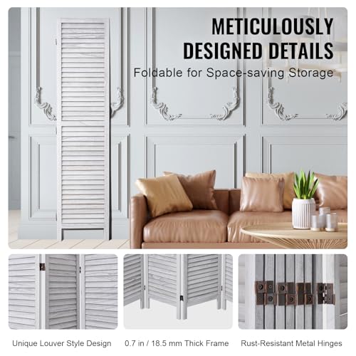 Wood Room Divider, 4 Panel Folding Privacy Screen, 66.9 Inches Tall, Indoor Wooden Partition A907