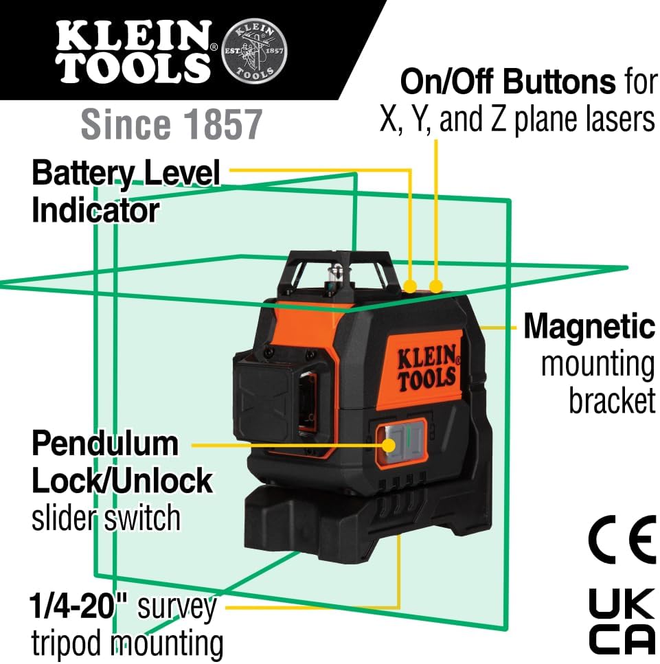 Compact Self-Leveling Laser Level, Green 360-Degree Planes, Rechargeable A2408