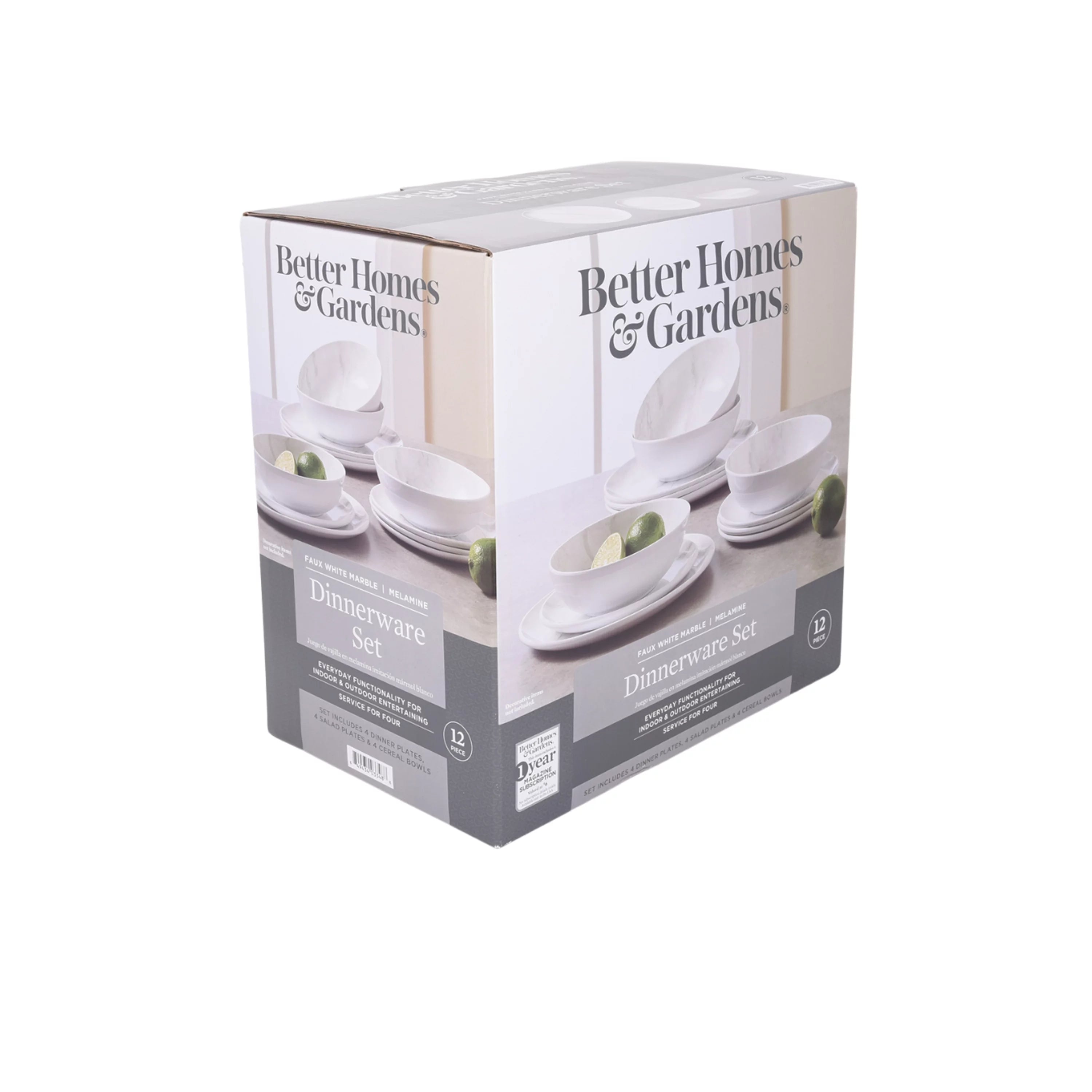 12-Piece Grey and White Marble Dinnerware Set X2249