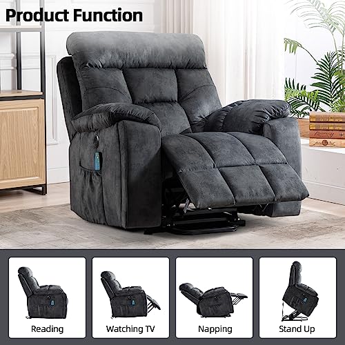 Large Power Lift Recliner Chair with Massage and Heat for Elderly, Wide Recliners with Cup Holders and USB Port A688