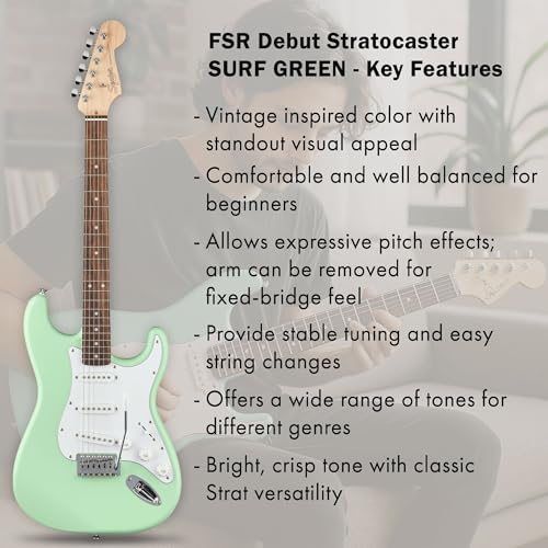Stratocaster Electric Guitar Bundle with Amplifier, Gig Bag, Strap, Cable, Picks, and DVD S5583