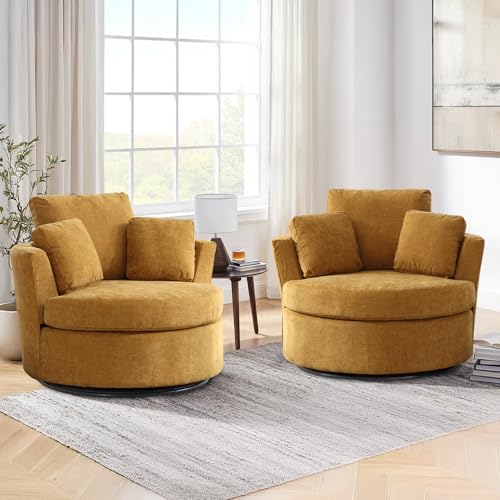 Swivel Barrel Chair with Ottoman for Living Room Bedroom, White W553228