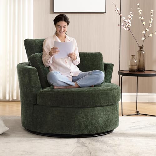 Swivel Barrel Chair with Ottoman for Living Room Bedroom, White W553228