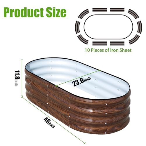 Galvanized Raised Garden Bed, 4x2x1ft Oval Metal Planter Box for Outdoor Vegetables T107625