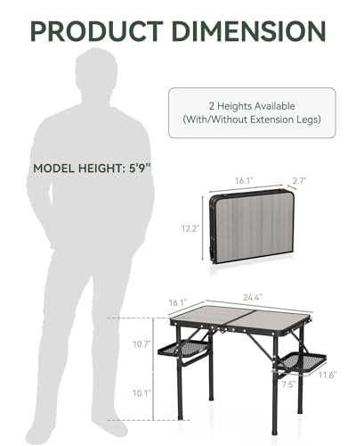 Folding Camping Table Small 2ft Portable Aluminum W647