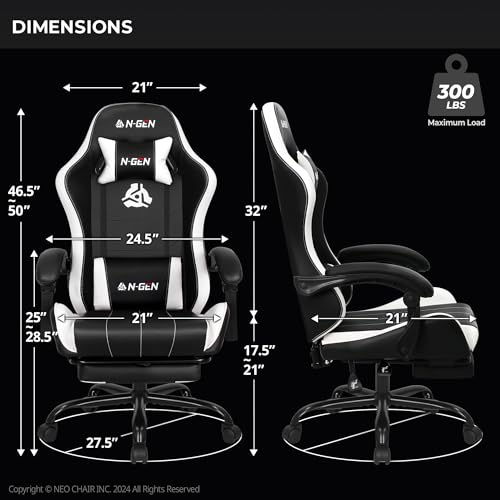Ergonomic High Back Gaming Chair with Footrest PU Leather Recliner O1049