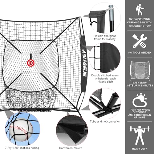 Baseball Softball Practice Net with Batting Tee and Strike Zone Target D632881