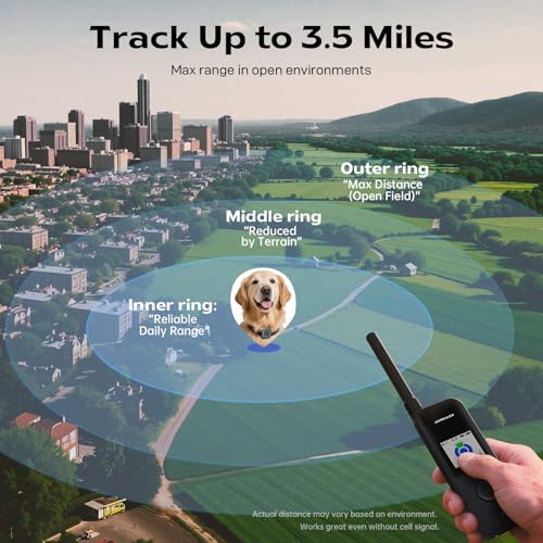 GPS Dog Tracker for No-Signal Areas, Real-Time Pet Locator for Hiking and Camping J9454