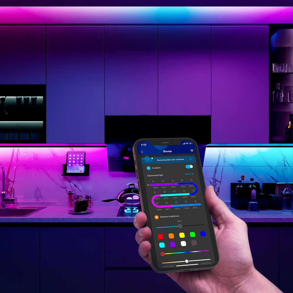 Wi-Fi RGBIC LED Strip Light 9.8ft, App Control, Music Sync, Color Changing for Bedroom R539989