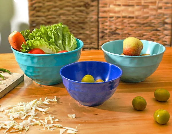Melamine Mixing Bowl Set with Lids, 3-Piece Nesting Bowls, Dishwasher Safe G549