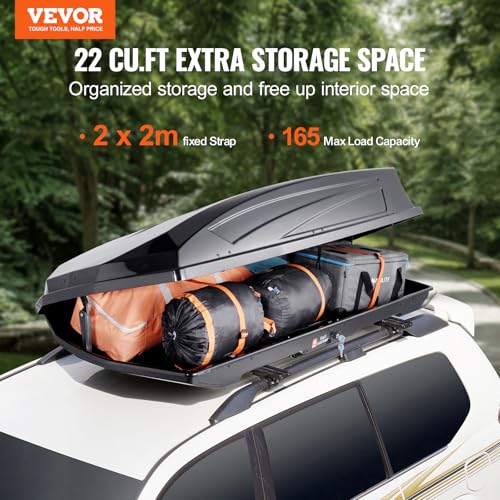 Rooftop Cargo Carrier, 22 Cubic Feet, Hard Shell Roof Box, Dual-Sided Opening, Black H367601