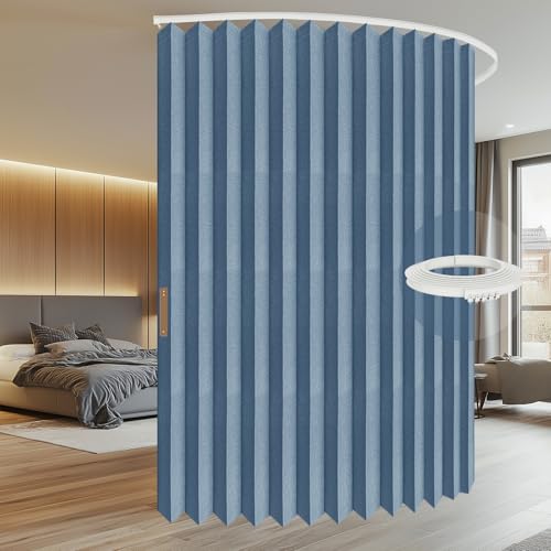 Accordion Room Divider Curtains with Ceiling Track, Grey, W100 x L84 J296