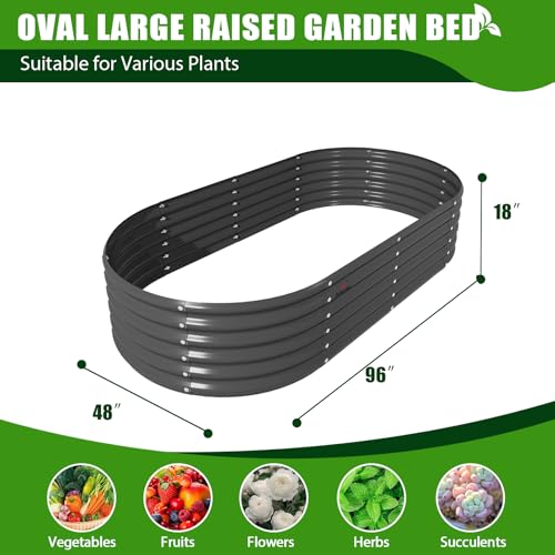 Galvanized Raised Garden Bed Oval Metal Planter Box for Vegetables Flowers A9593