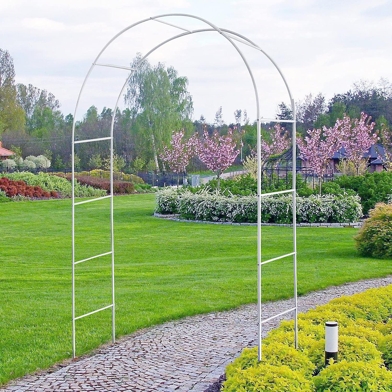 Garden Arch Arbor Trellis for Climbing Plants, White R32554