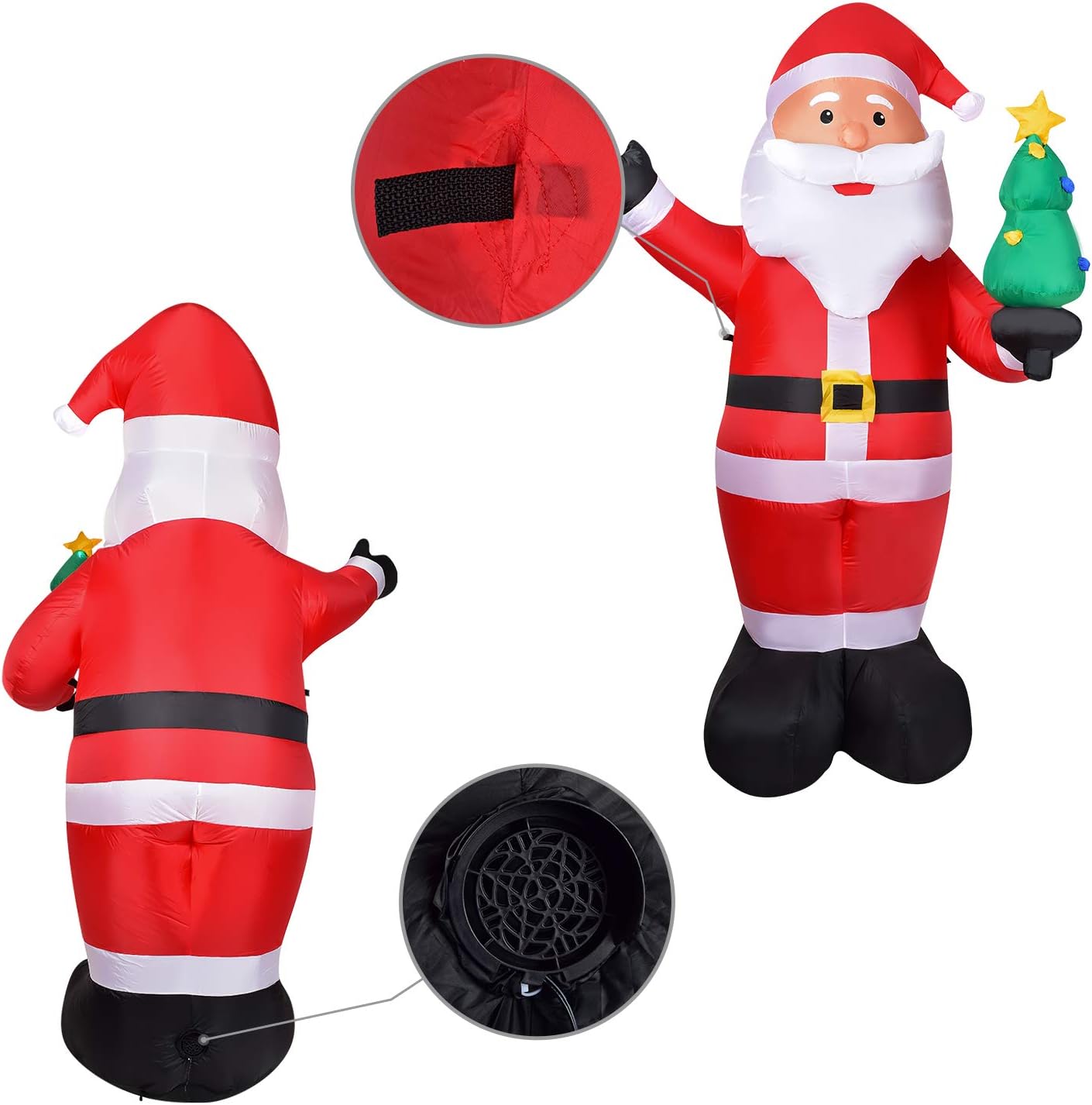 8ft Christmas Inflatable Santa Claus with LED Lights for Indoor Outdoor Yard Decor H605266