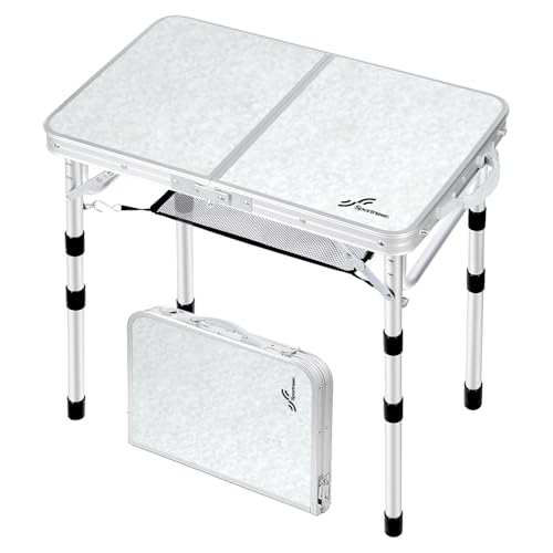 Adjustable Height Folding Camping Table with Mesh Layer Y4319