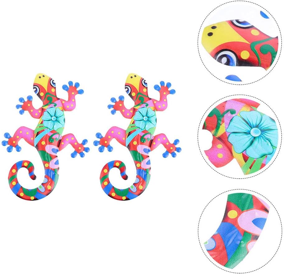 Iron Gecko Wall Art Decor 3D Metal Sculpture Hanging Ornament C7977