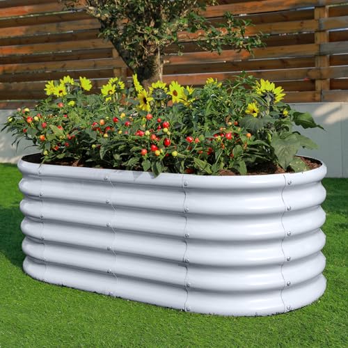 Galvanized Raised Garden Bed Kit, Oval Metal Planter Box for Vegetables E707229