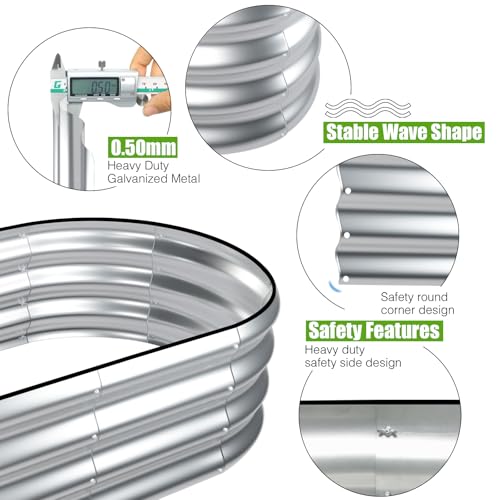 Galvanized Raised Garden Bed, 4x2x1ft Oval Metal Planter Box for Outdoor Vegetables T107625