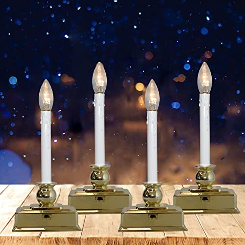 Christmas Window Candles with Timer, LED Flickering Lights, Set of 4 E354346