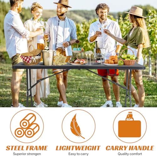 Folding Table 6 Foot Heavy Duty Plastic Portable Indoor Outdoor Utility X45759
