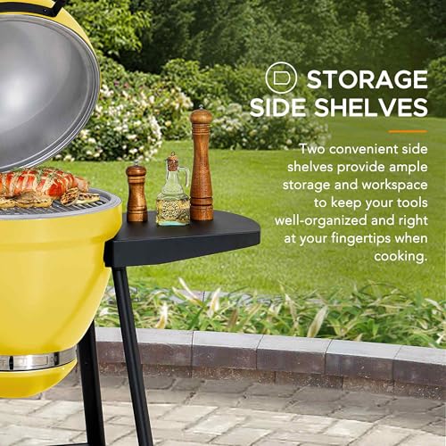 Charcoal Kamado Grill with Pizza Stone and Wheels Q84418