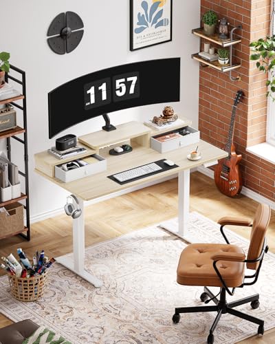 Electric Standing Desk with Drawers, Height Adjustable, Black G366